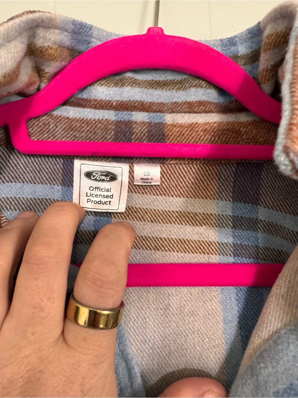 Ford Blue and Brown Plaid Button-Down Shirt
